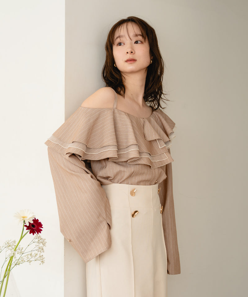 【予約商品】frill one shoulder tops /  フリルワンショルダートップス