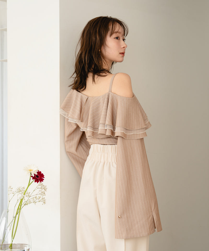 【予約商品】frill one shoulder tops /  フリルワンショルダートップス