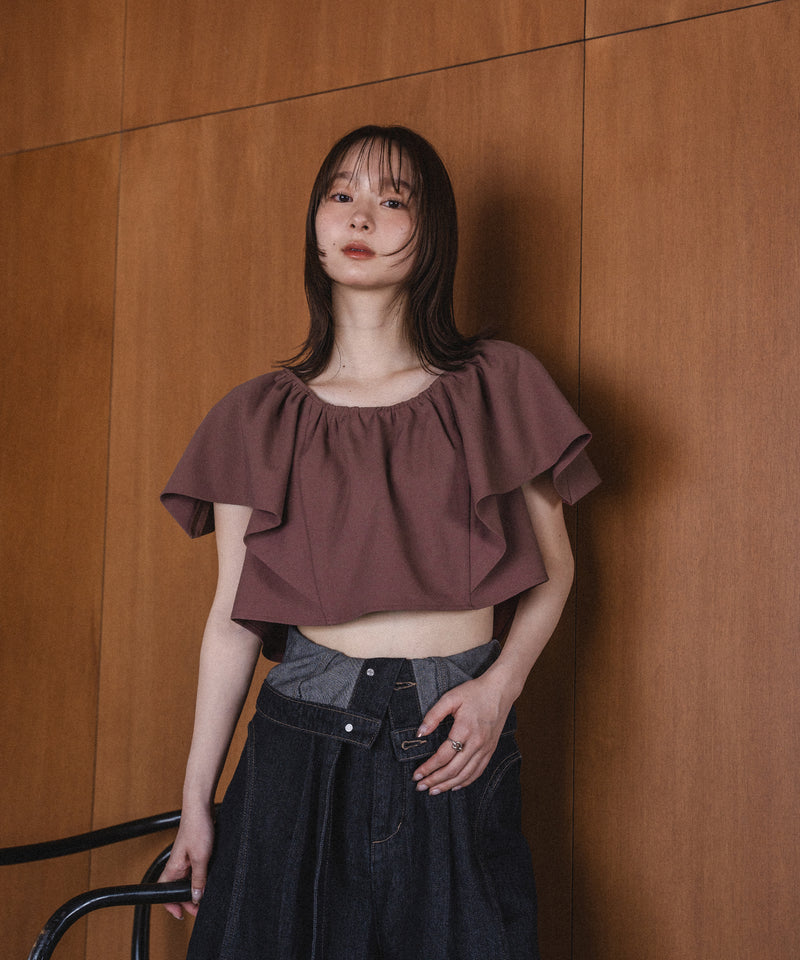 linen blend frill tops / リネンブレンドフリルトップス