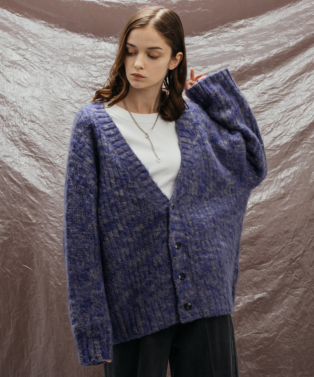 【即完売品】selle glant シャギーニット カーディガン selleglant｜セレグランテ】MIX SHAGGY CARDIGAN / ミックス