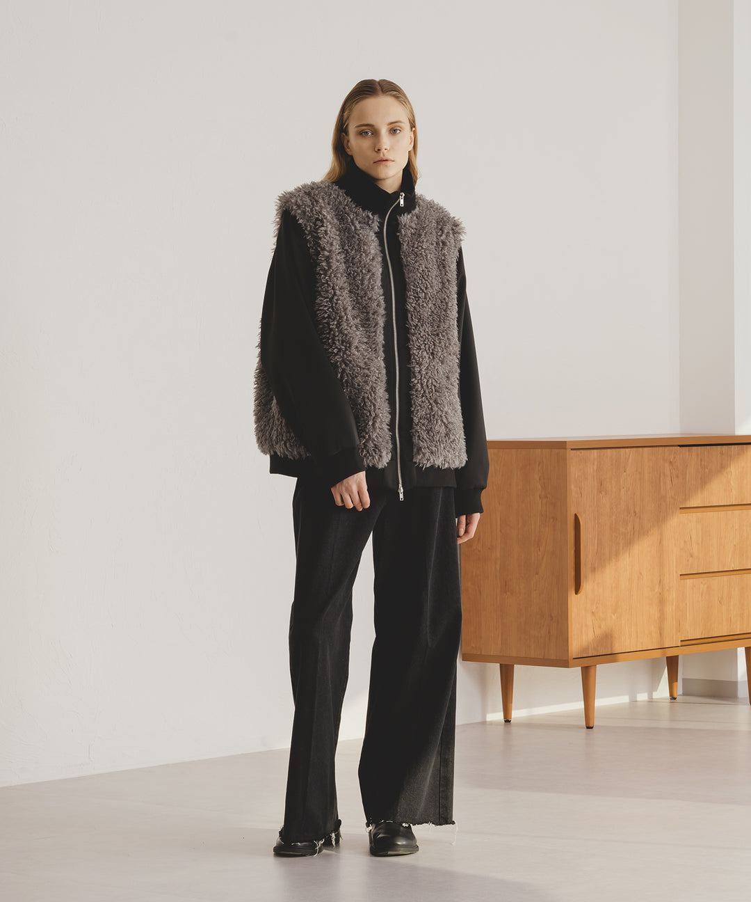 selleglant｜セレグランテ】FAKE FUR DOCKING 2WAY TRACK JAKET