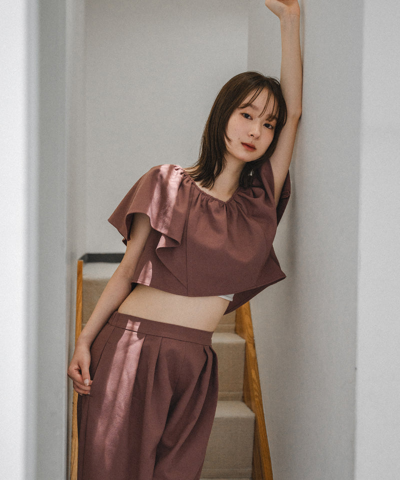 linen blend frill tops / リネンブレンドフリルトップス