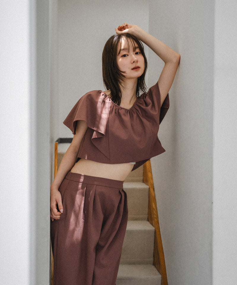 linen blend frill tops / リネンブレンドフリルトップス