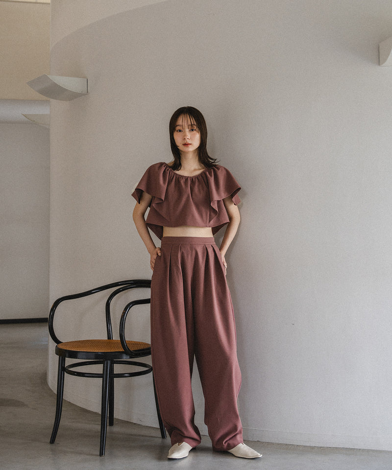 linen blend frill tops / リネンブレンドフリルトップス