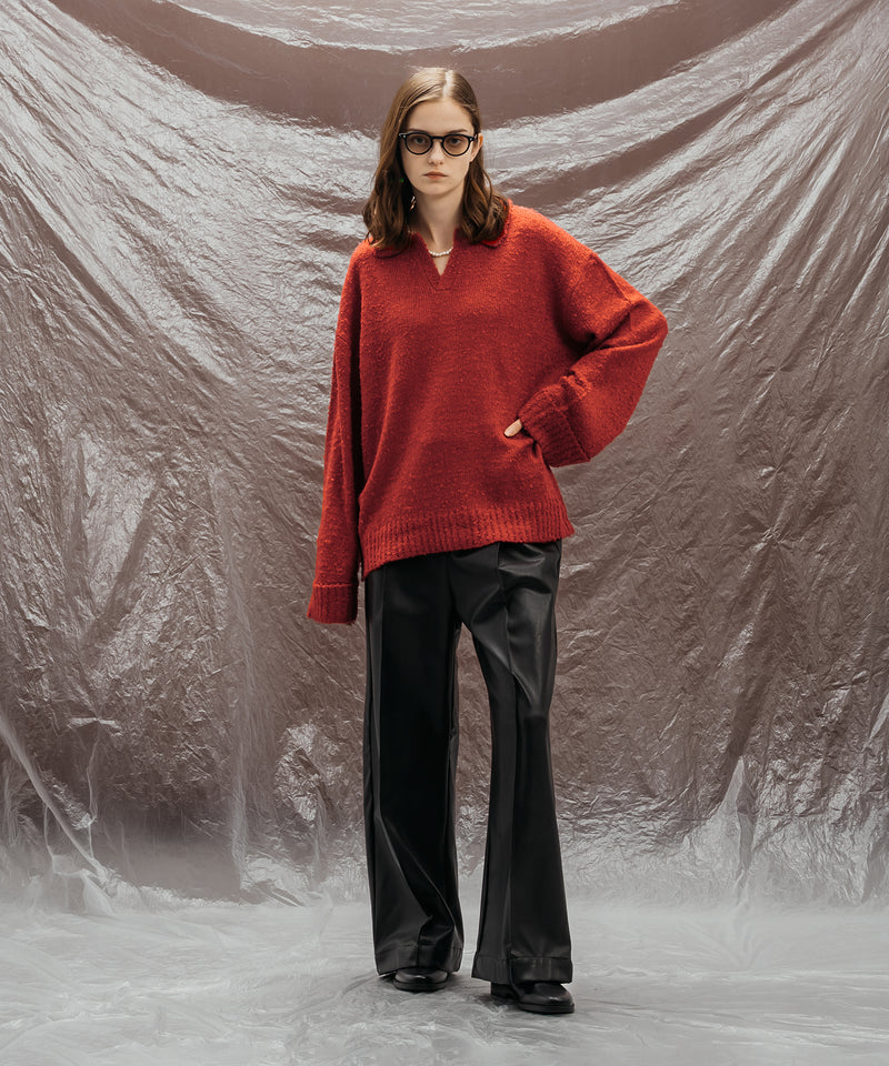SKIPPER BOUCLE POLO KNIT / スキッパーブークレポロニット