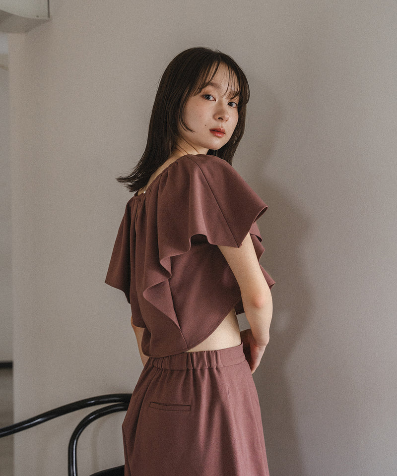 linen blend frill tops / リネンブレンドフリルトップス