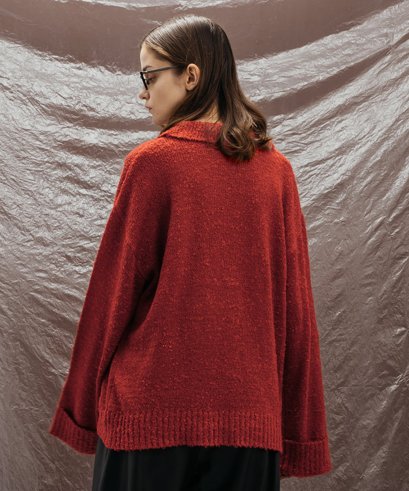 SKIPPER BOUCLE POLO KNIT / スキッパーブークレポロニット