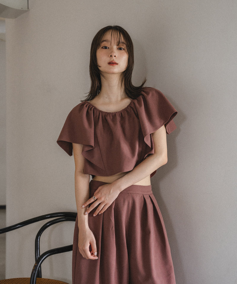 linen blend frill tops / リネンブレンドフリルトップス