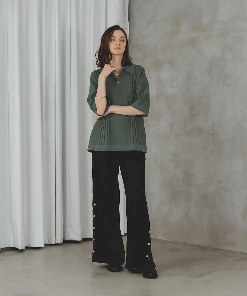 SIDE DOT BOTTON SLIT PANTS/サイドボタンスリットパンツ