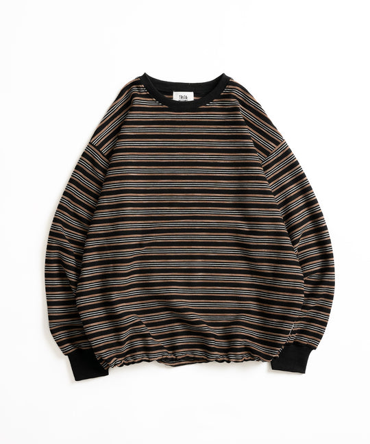 【WETTEMPT｜ウィテンプト】CREW NECK DRAW CORD BORDER LONG TEE / クルーネックドローコードボーダーロンT