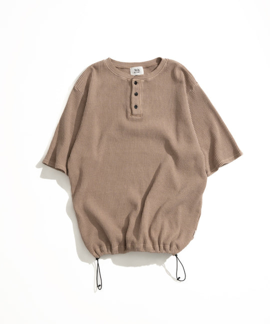 【WETTEMPT｜ウィテンプト】HENRY NECK PIGMENT WAFFLE TEE / ヘンリーネックピグメントワッフルT