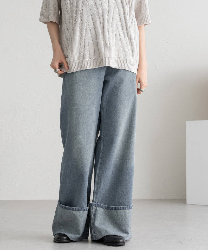 新色追加【selleglant｜セレグランテ】ROLL UP BAGGY DENIM PANTS/ロールアップバギーデニムパンツ