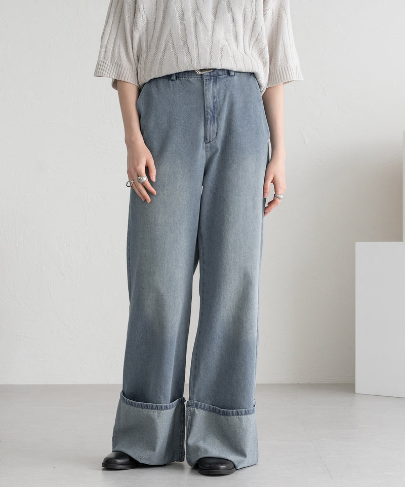 新色追加【selleglant｜セレグランテ】ROLL UP BAGGY DENIM PANTS/ロールアップバギーデニムパンツ