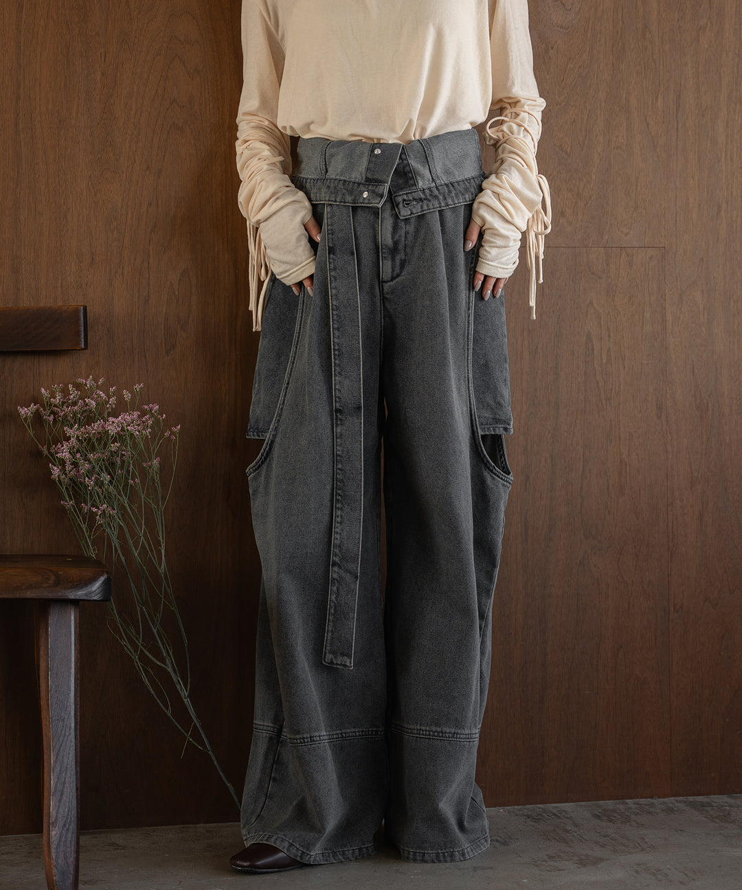 cut out design wide denim ⁡ / カットアウトデザインワイド