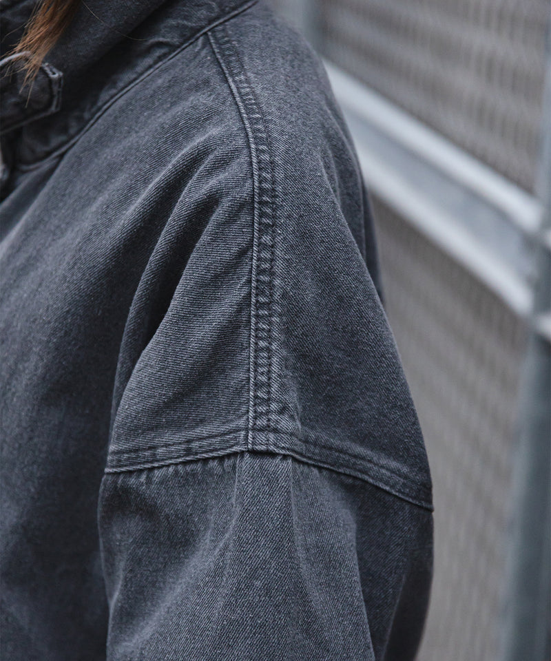 【by カフェ店長aoi】sleeve button over size denim jacket / 袖ボタンオーバーサイズデニムジャケット