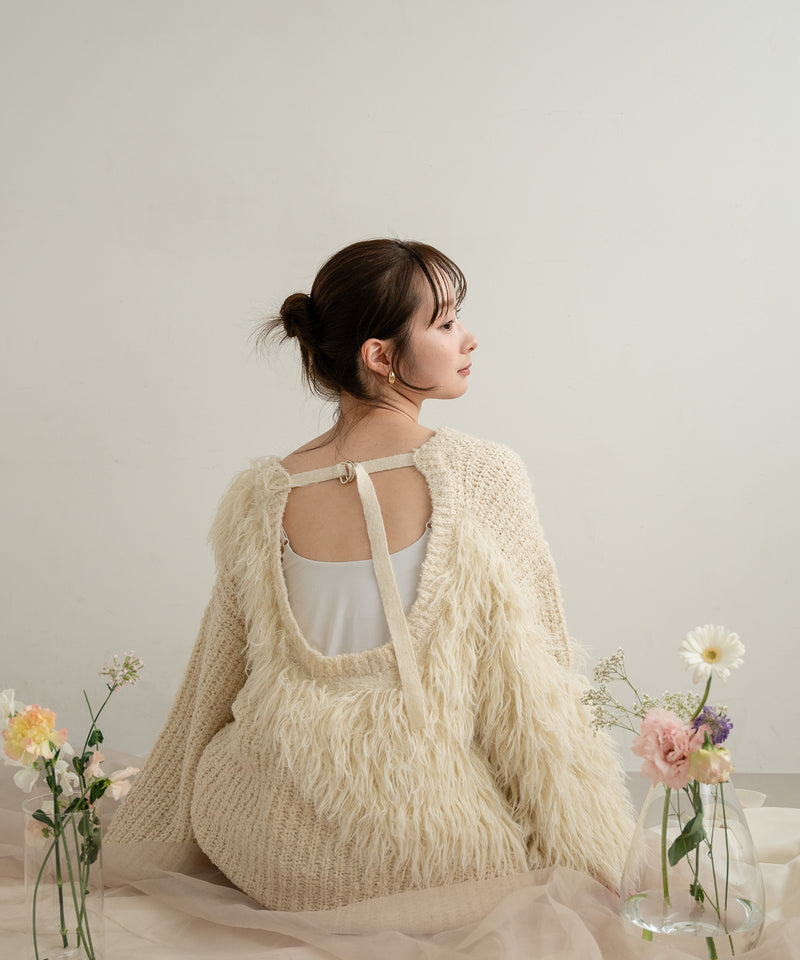 back design asymmetry shaggy knit / バックデザインアシンメトリーシャギーニット