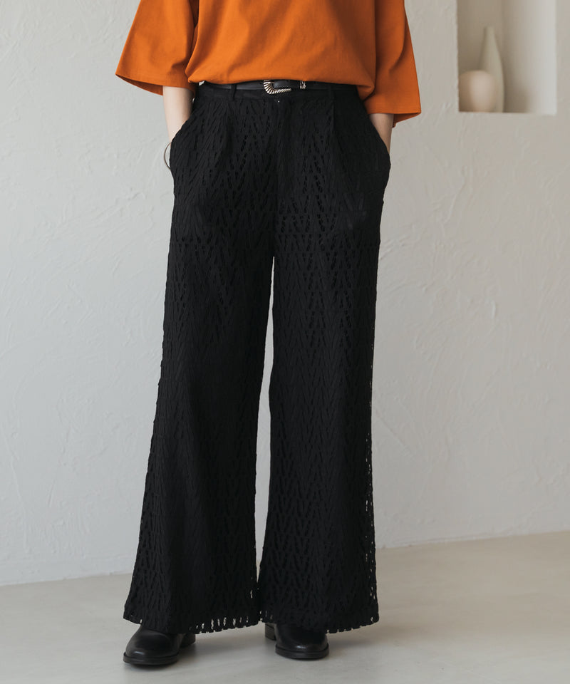 【selleglant｜セレグランテ】WIDE STRAIGHT LACE PANTS/ワイドストレートレースパンツ