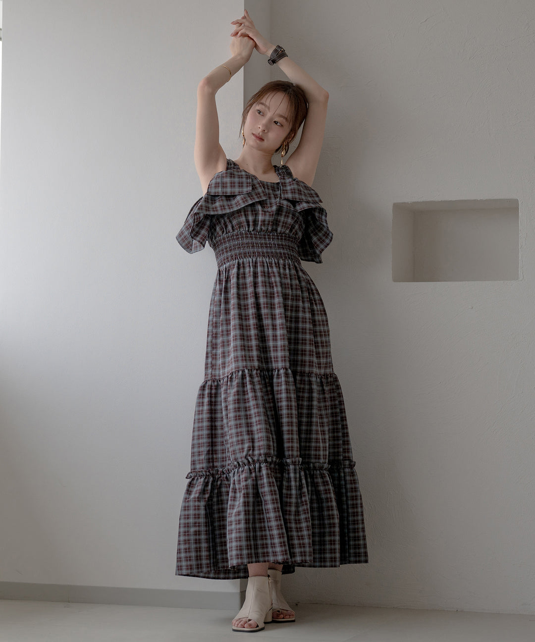 2way sleeve tiered onepiece / 2wayスリーブティアードワンピース