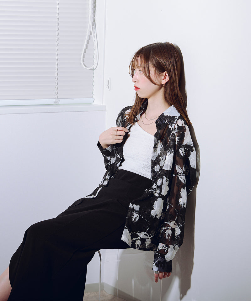 【favclo. Special price】フラワーシアーシャツ / flower sheer shirt