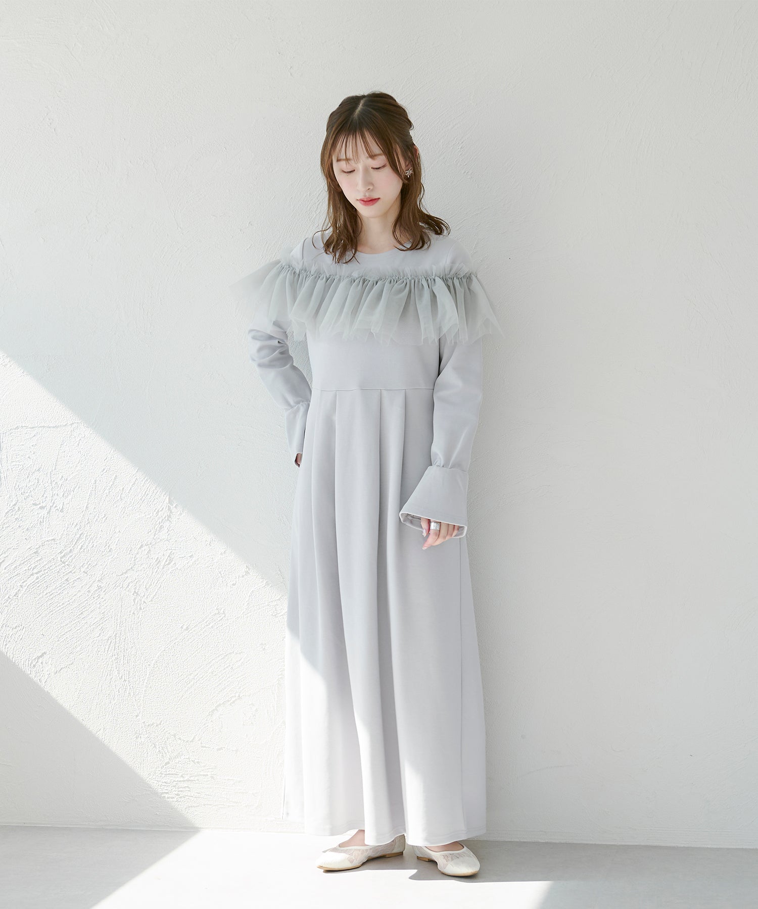 【favclo. Special price】チュールフリル付きワンピース / tulle frill onepiece