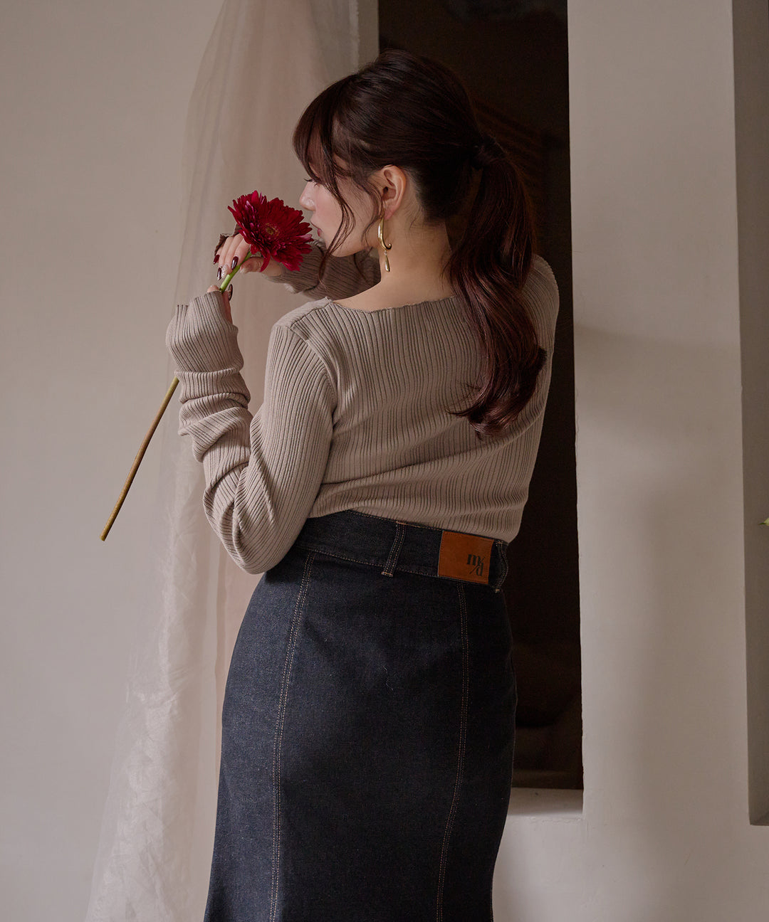 long sleeve rib knit / ロングスリーブリブニット – favclo.