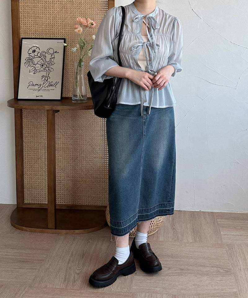 BACK SLIT DENIM SKIRT/バックスリットデニムスカート