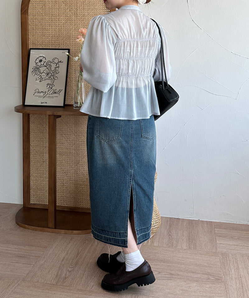 BACK SLIT DENIM SKIRT/バックスリットデニムスカート