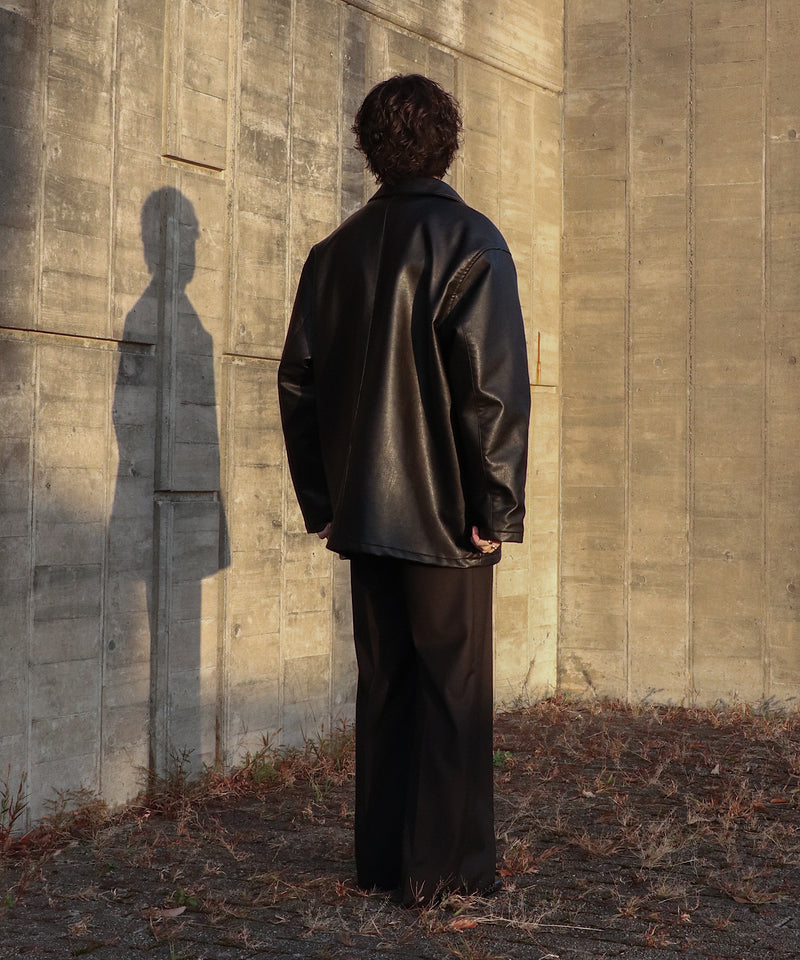 【by Takumi】fake leather oversized car coat / フェイクレザーオーバーサイズカーコート