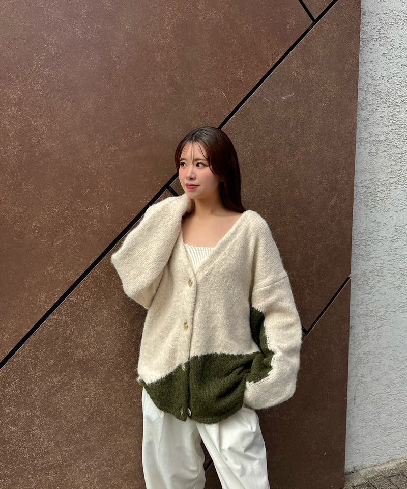 【by mai】nuance over size knit cardigan /ニュアンスオーバーサイズニットカーディガン