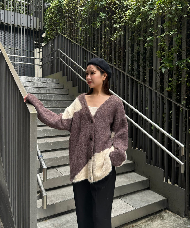 by mai】nuance over size knit cardigan /ニュアンスオーバーサイズ ...