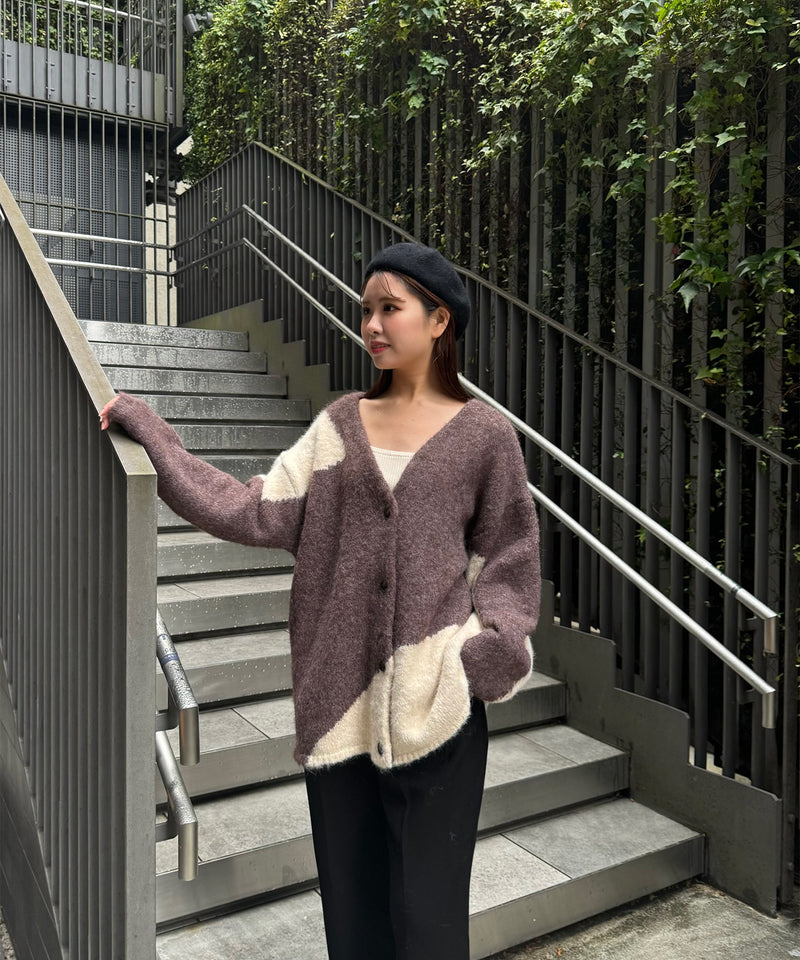 【favclo. Special price】nuance over size knit cardigan /ニュアンスオーバーサイズニットカーディガン