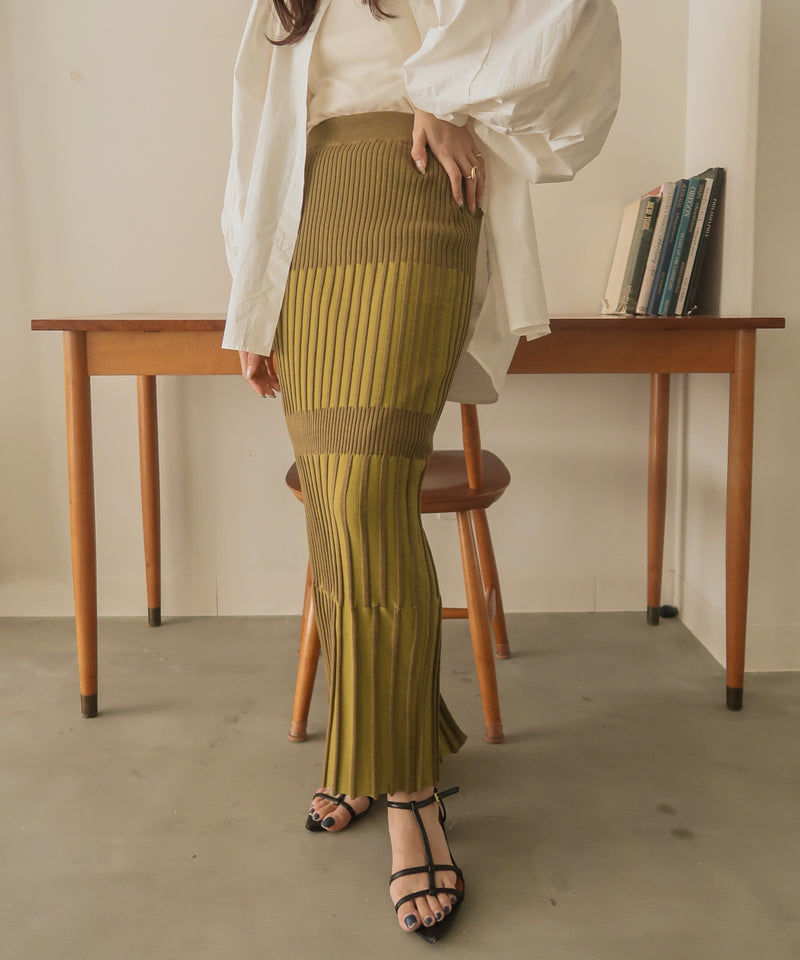 block ribknit skirt / ブロックリブニットスカート