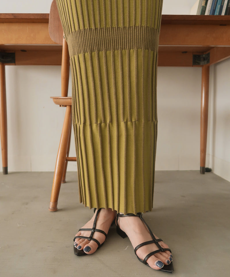 block ribknit skirt / ブロックリブニットスカート