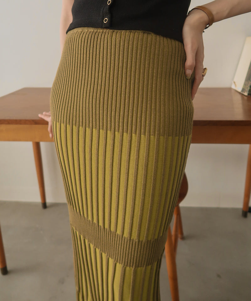 block ribknit skirt / ブロックリブニットスカート