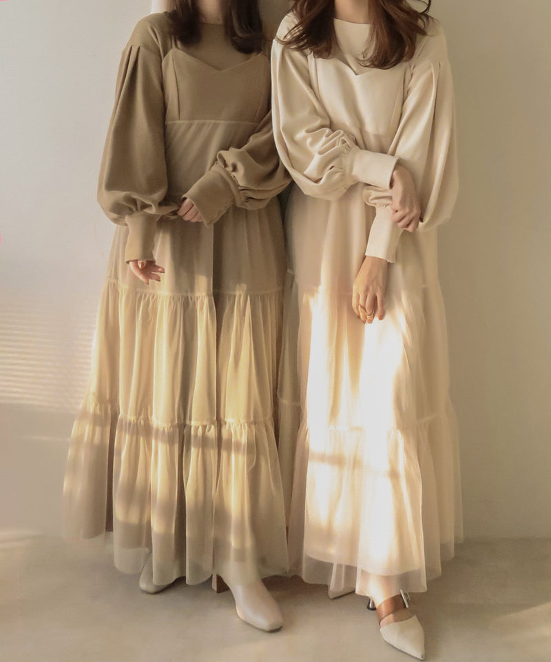 tull cami onepiece × flareonepiece set /チュールキャミワンピース×フレアワンピース