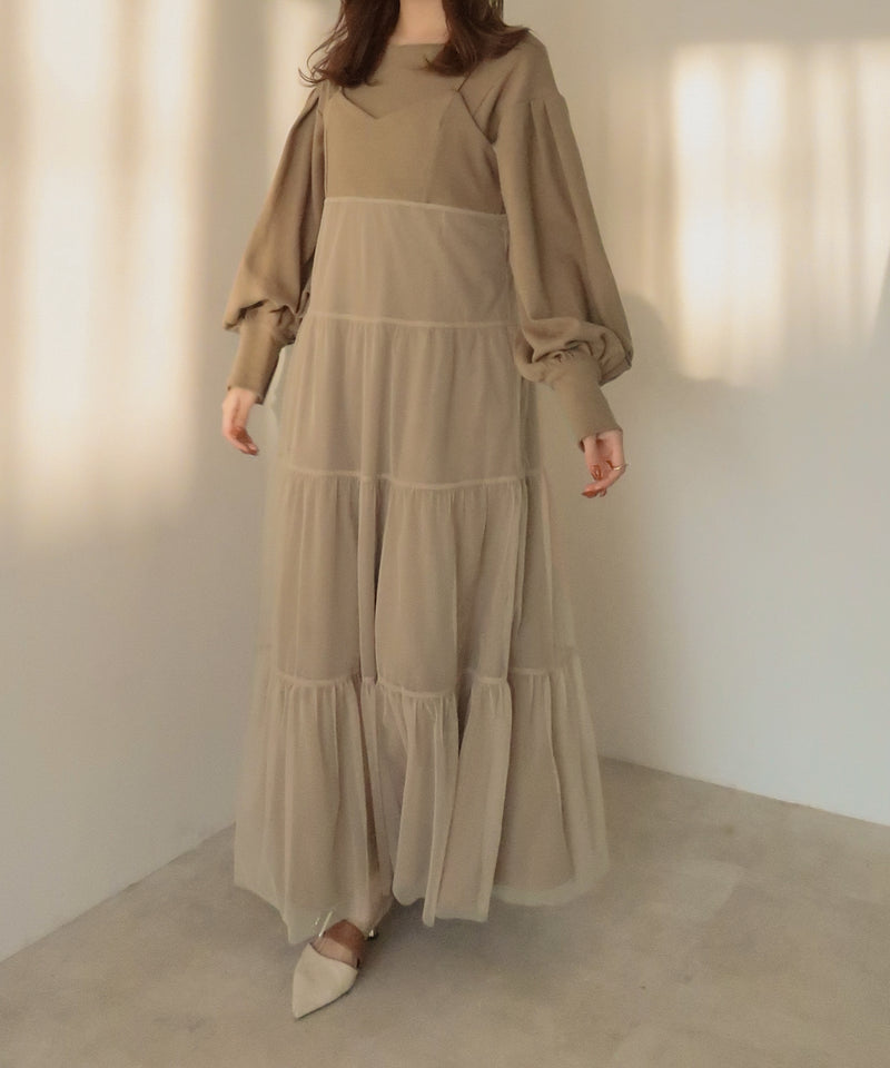 tull cami onepiece × flareonepiece set /チュールキャミワンピース×フレアワンピース