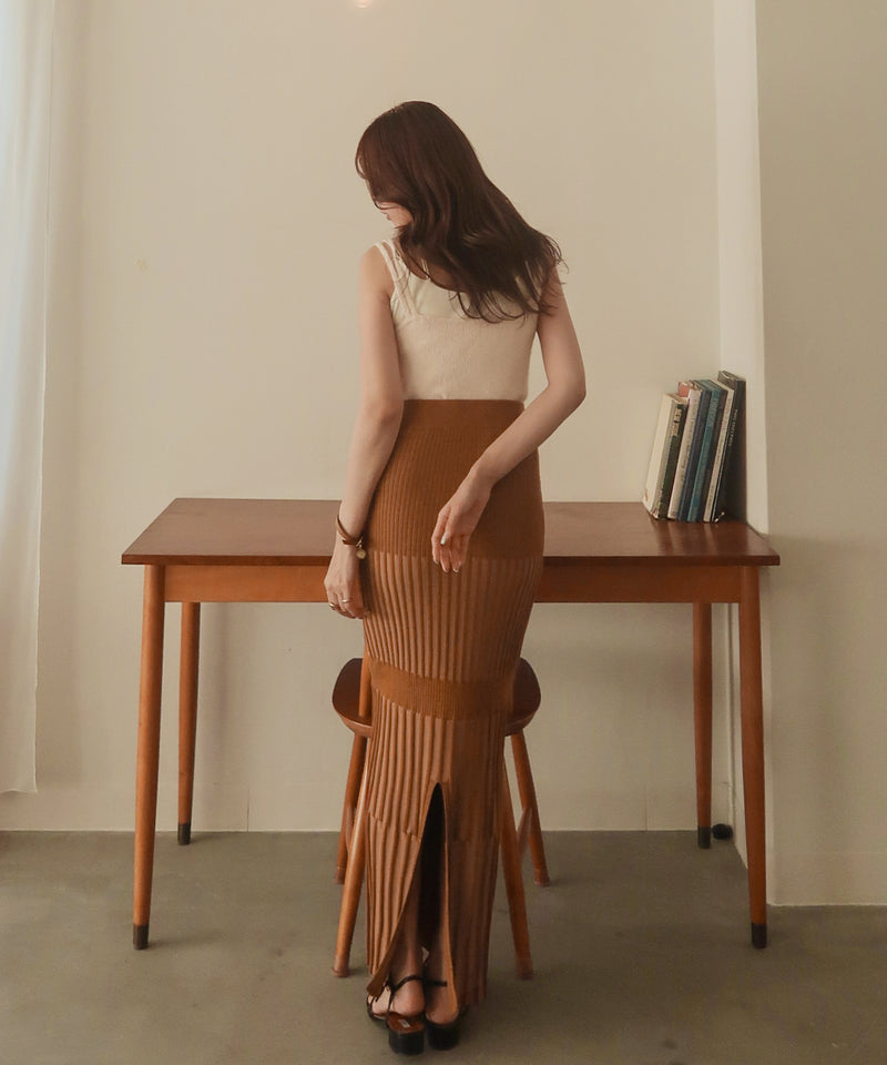 block ribknit skirt / ブロックリブニットスカート