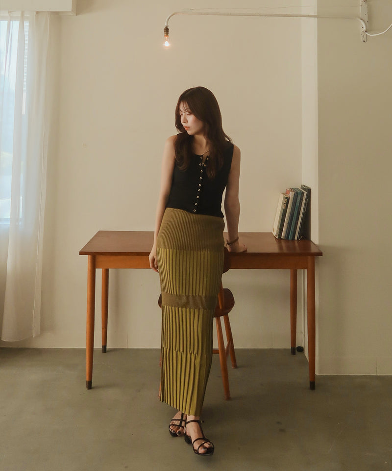 block ribknit skirt / ブロックリブニットスカート