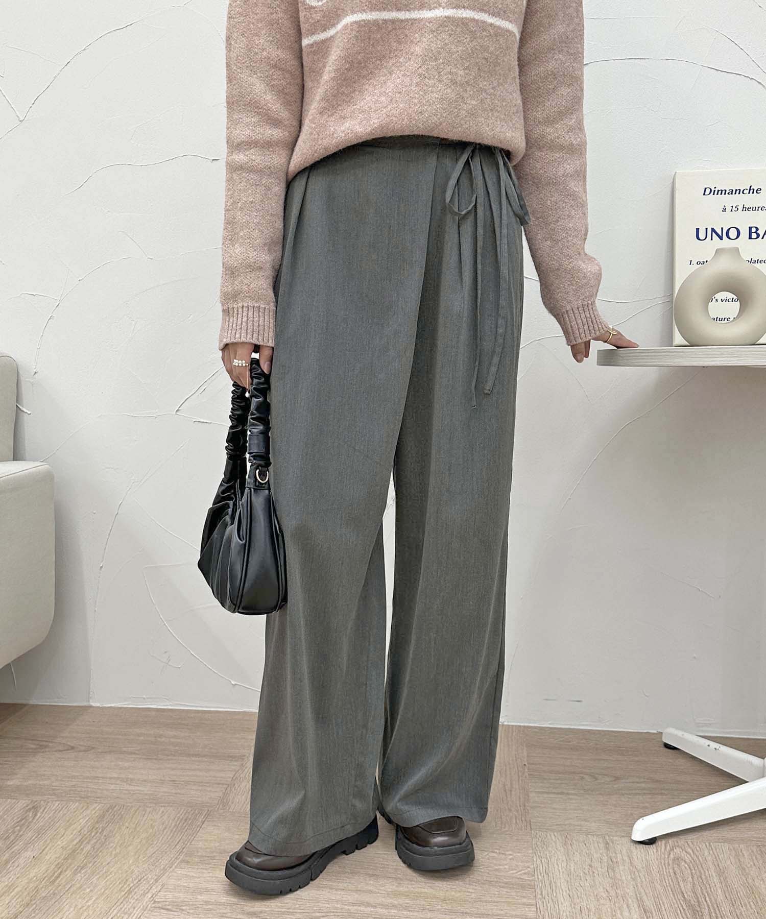 WRAP WIDE PANTS/ラップリボンワイドパンツ