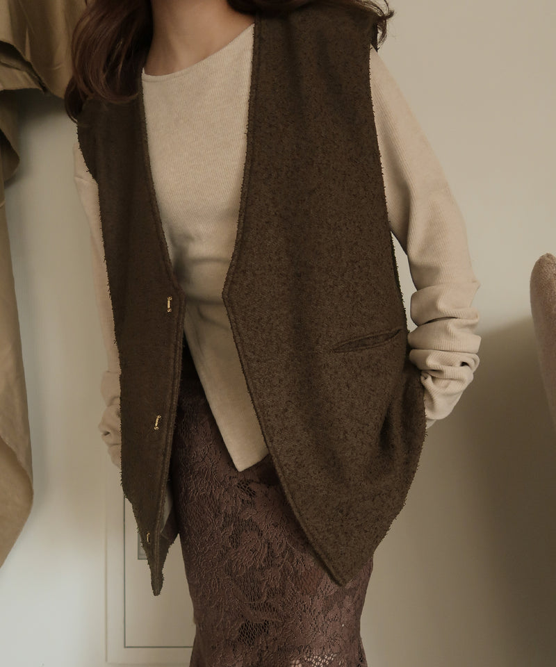 tweed vest × finger holl tops / ツイードベスト × フィンガーホールトップス