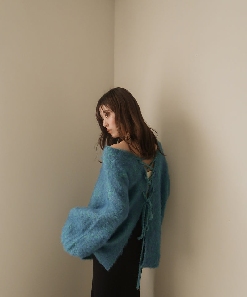 mix color laceup cardigan / ミックスカラーレースアップカーディガン