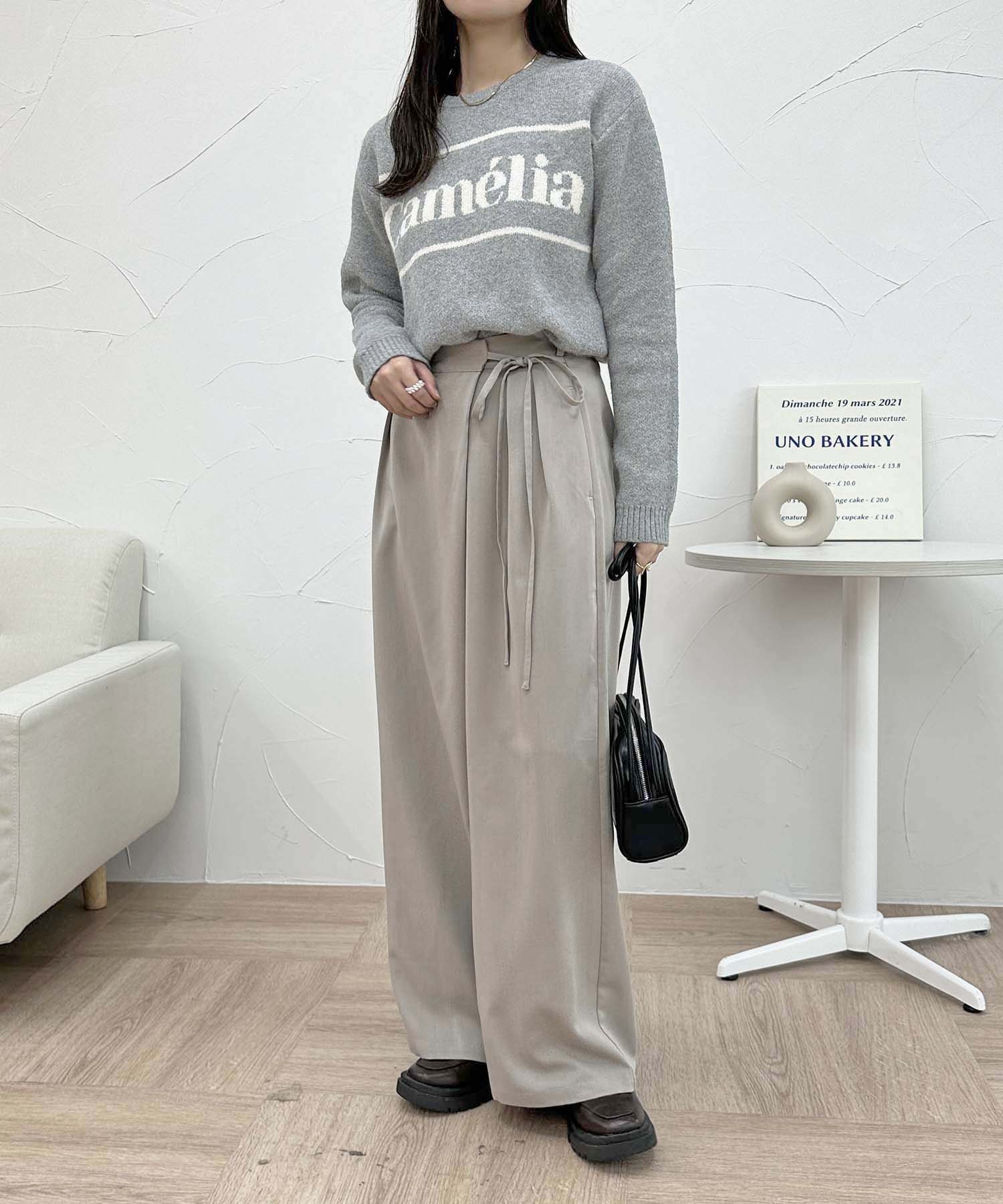 WRAP WIDE PANTS/ラップリボンワイドパンツ