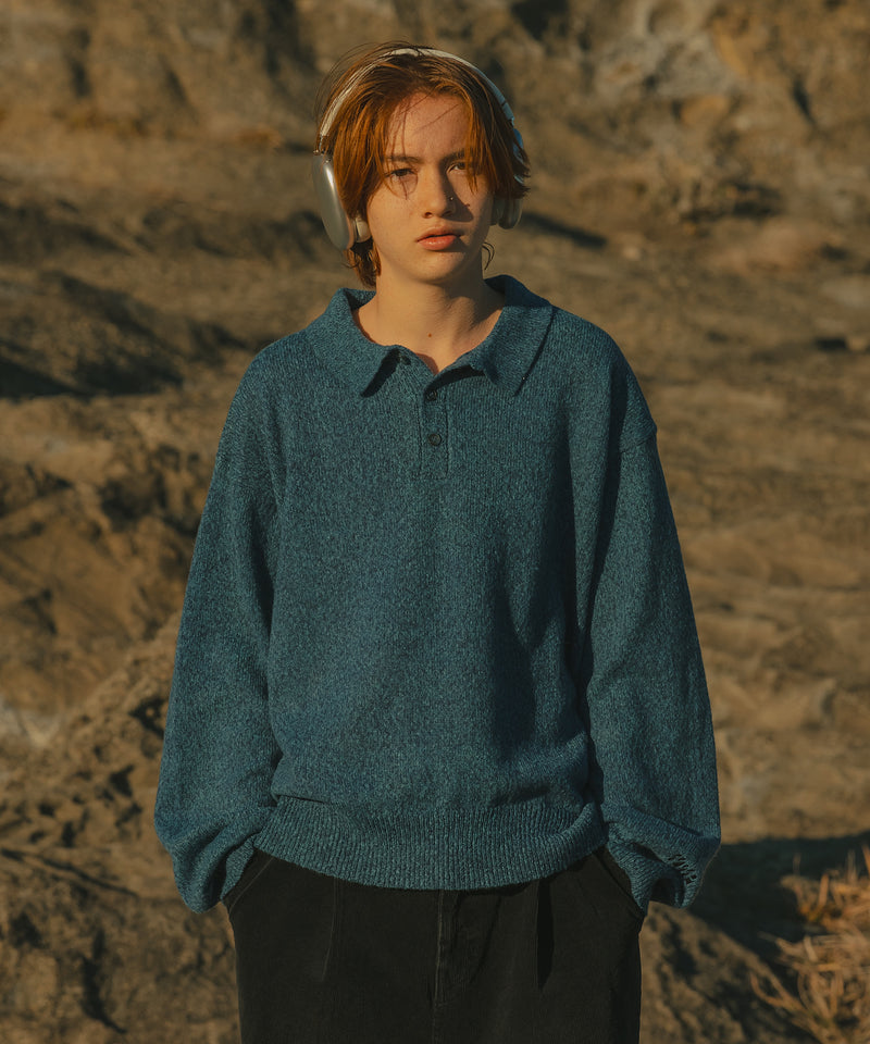 【WETTEMPT｜ウィテンプト】MERANGE KNIT POLO / メランジニットポロ