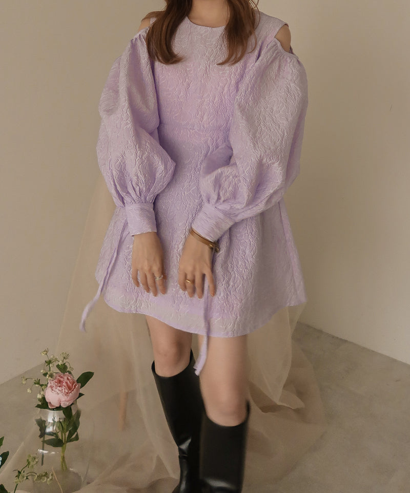 openshoulder jacquard blouse / オープンショルダージャガードブラウス
