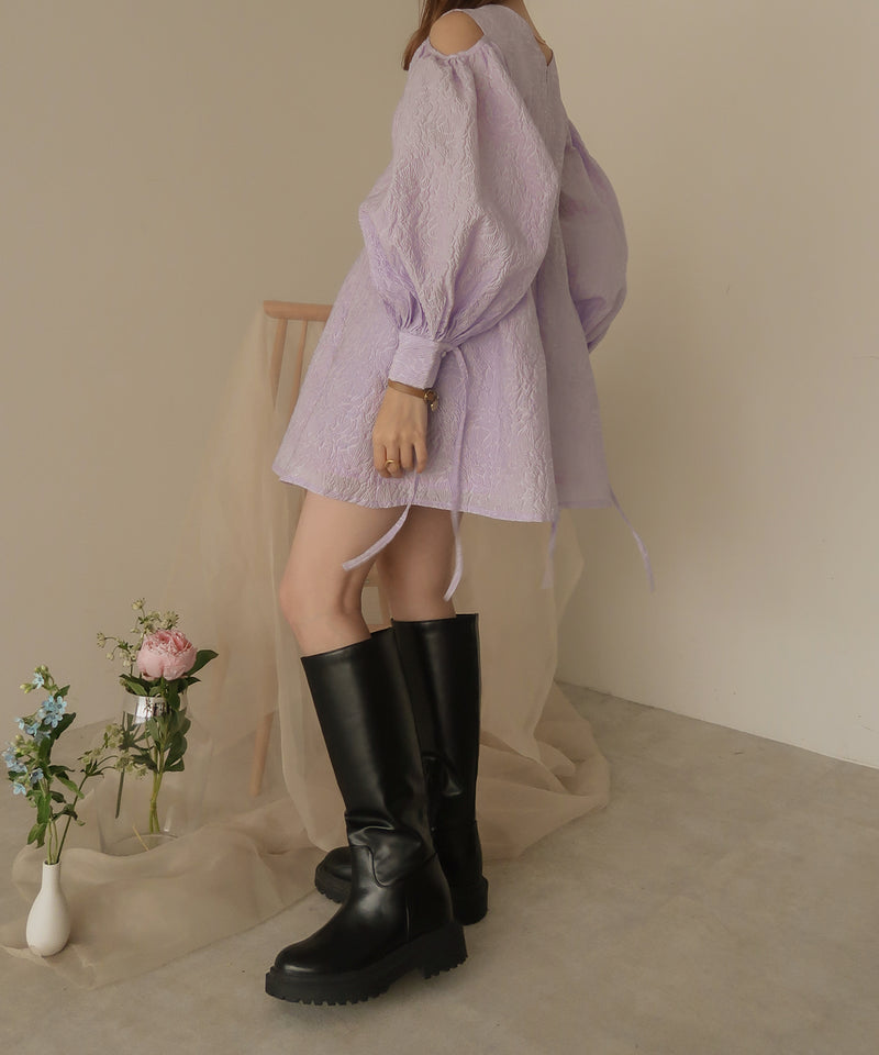 openshoulder jacquard blouse / オープンショルダージャガードブラウス