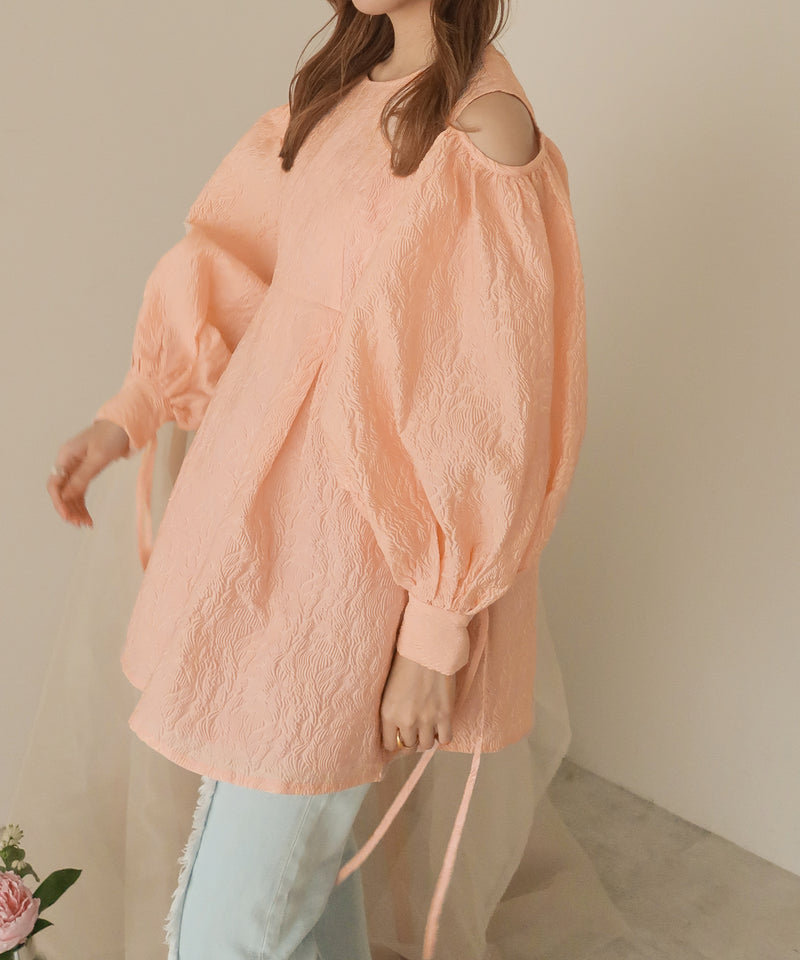 openshoulder jacquard blouse / オープンショルダージャガードブラウス