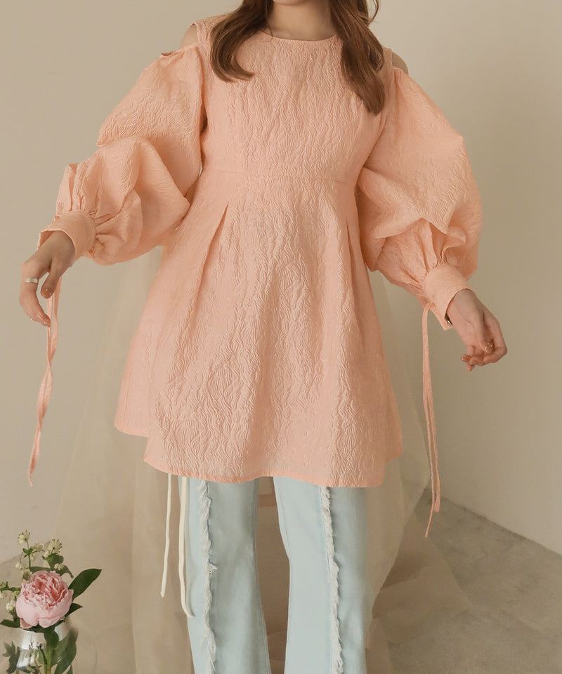 openshoulder jacquard blouse / オープンショルダージャガードブラウス