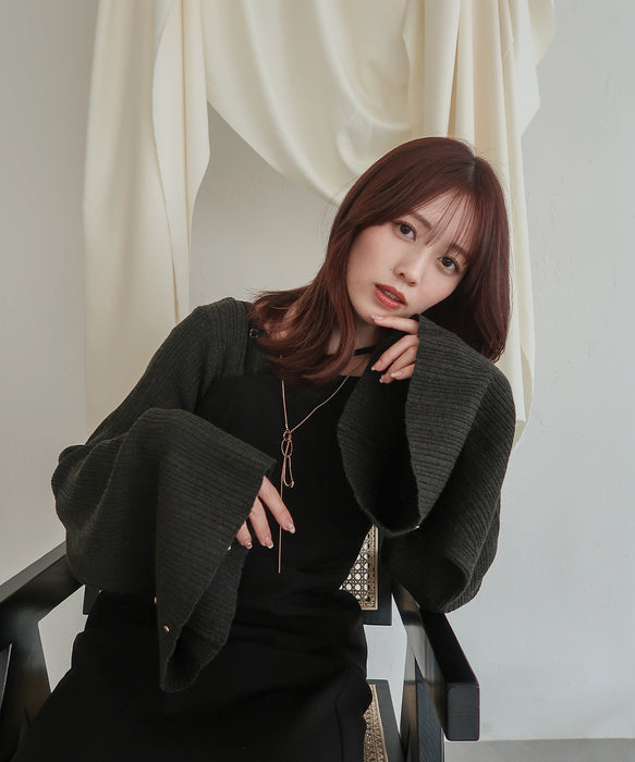 flare sleeve rib knit / フレアスリーブリブニット