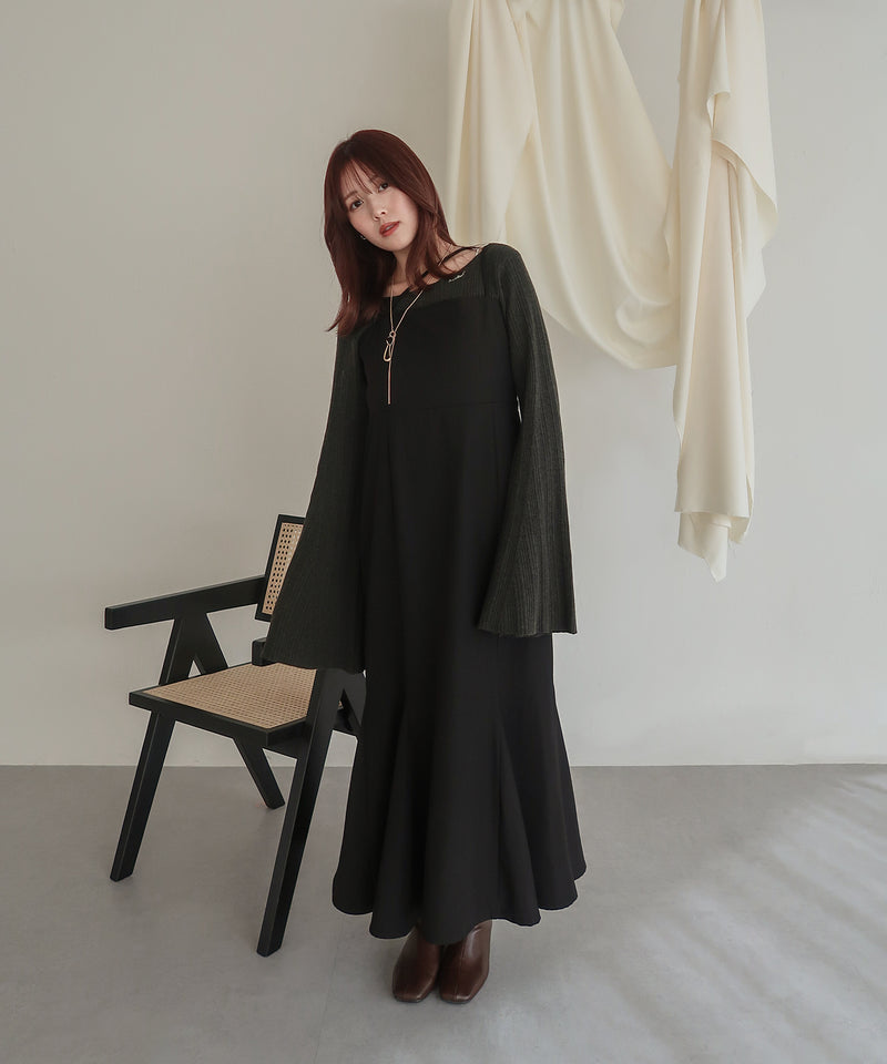 flare sleeve rib knit / フレアスリーブリブニット