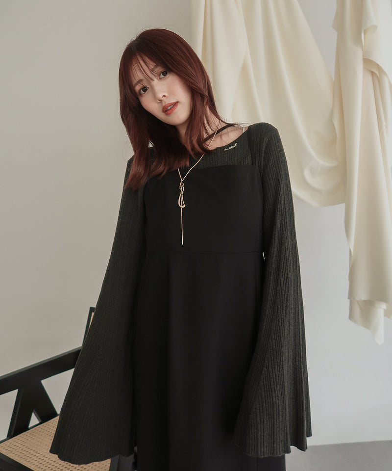 flare sleeve rib knit / フレアスリーブリブニット